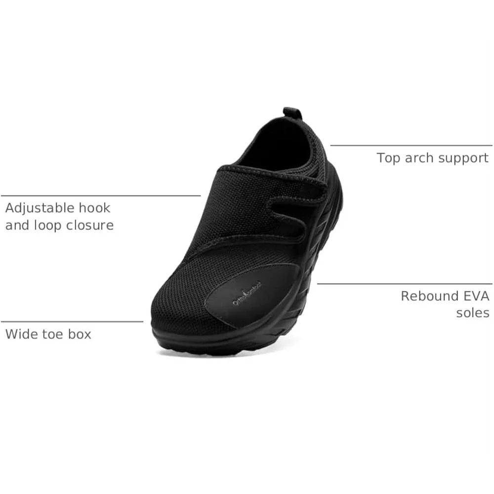 OrthoComfoot Men's Orthopedic Diabetic Extra Wide Walking Shoes:‎ Black Size 11X